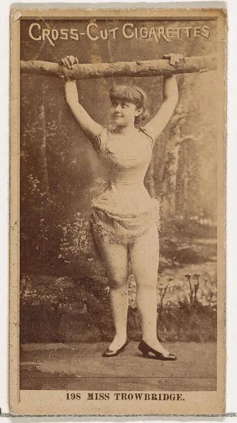 Card Number 198, Miss Trowbridge, from the Actors and Actresses series (N145-2) issued by Duke Sons & Co. to promote Cross Cut Cigarettes — W. Duke, Sons & Co.