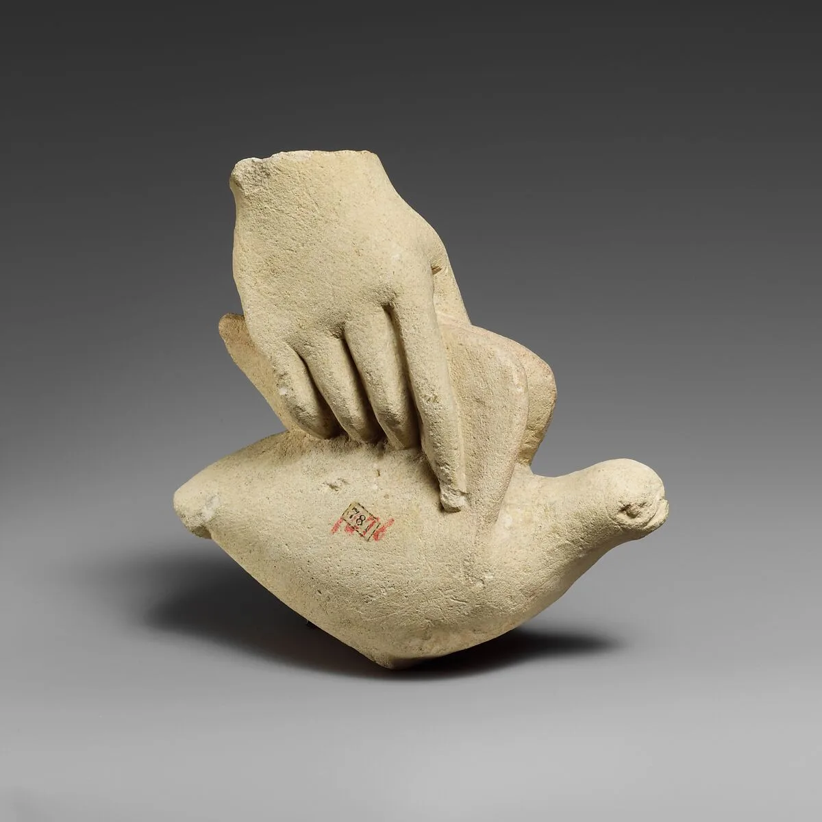 Limestone hand holding a dove — Unknown