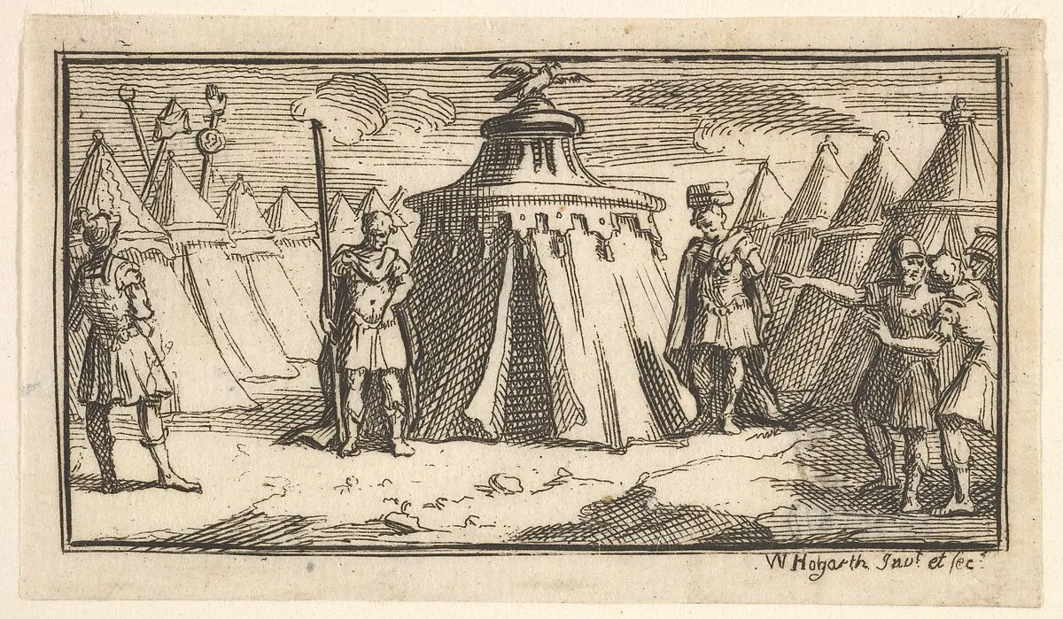 Taking Away the Military Belt or Girdle (John Beaver, Roman Military Punishments, 1725) — William Hogarth