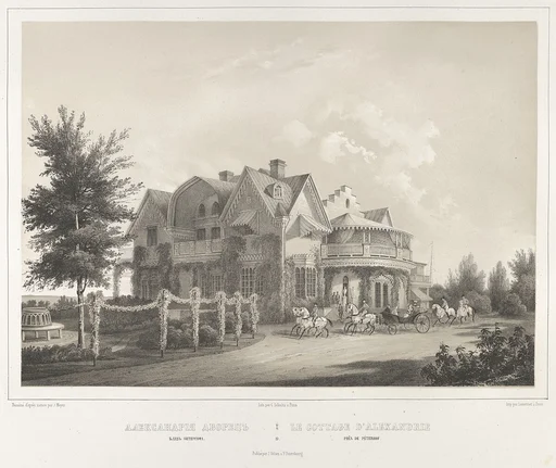Le Cottage D'Alexandrie près de Péterof, from the series Vues pittoresques des palais & jardins impériaux aux environs de St. Petersbourg