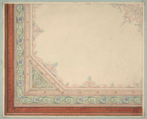 Partial design for the painted decoration of a ceiling