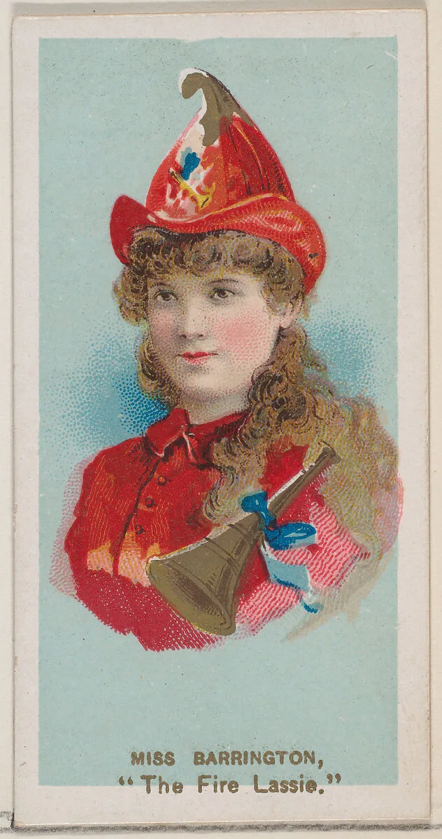 Miss Barrington as "The Fire Lassie," from the series Fancy Dress Ball Costumes (N73) for Duke brand cigarettes — W. Duke, Sons & Co.|Knapp & Company