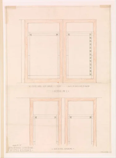 Francis W. Little House: Detail of Glass, Living Room Bay, Schemes 1 and 2