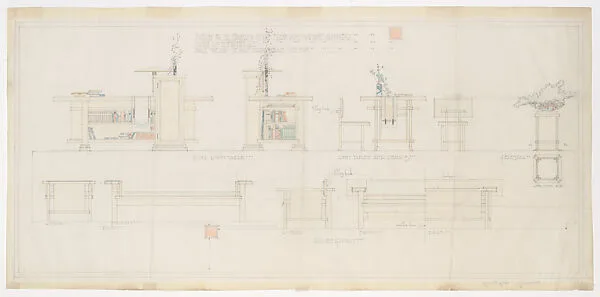 Elevation of Furnishings, Living Room, Little House Wayzata, MN — Frank Lloyd Wright
