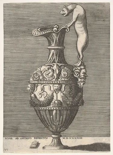 Antique Ewer with a Handle in the Shape of a Lioness, from Vases after the Antique
