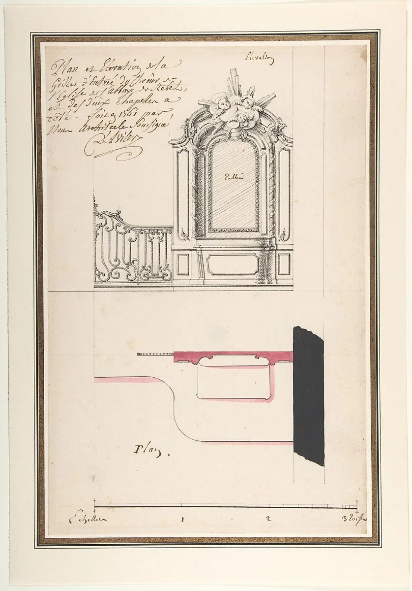 Design for an Altar and Choir Grill, Abbey at Rebais — Claude Louis D'Aviler