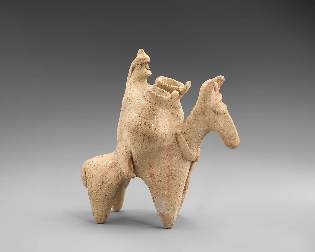 Terracotta statuette of a man riding a donkey — Unknown