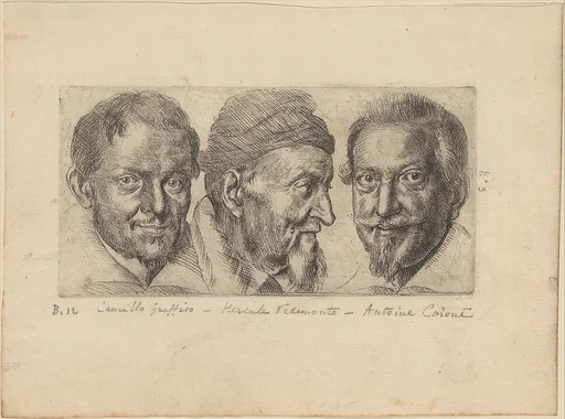 Three portraits possibly representing Camillo Graffico, Ercole Pedemonte and Antonio Carone