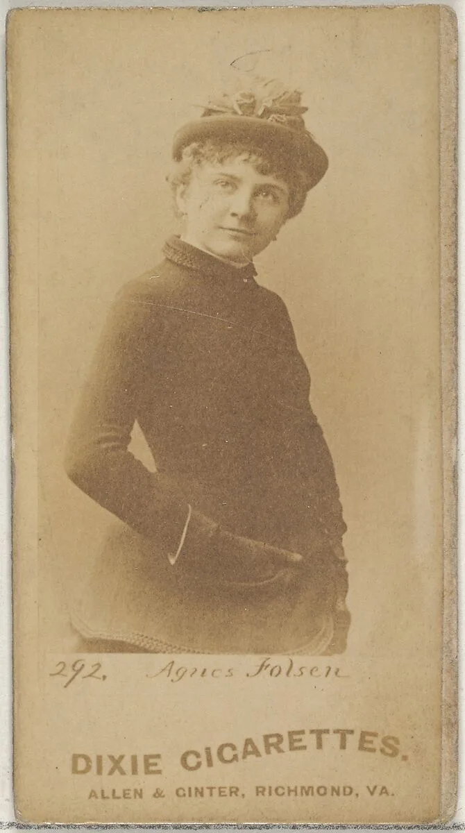 Card 292, Agnes Folsen, from the Actors and Actresses series (N45, Type 7) for Dixie Cigarettes — Allen & Ginter