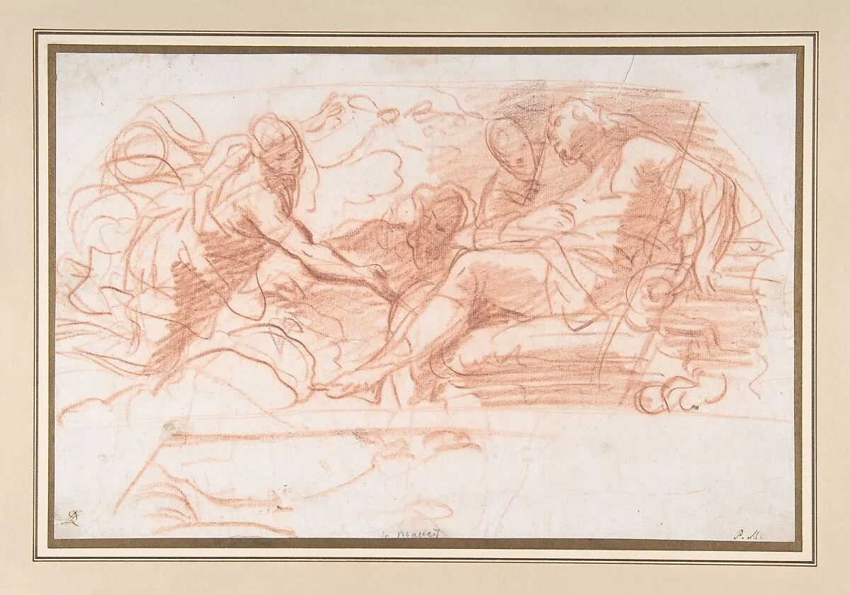 Flying Figure Appearing before an Enthroned Figure — Paolo De Matteis
