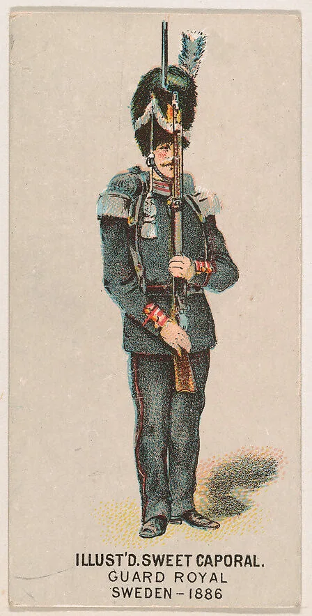 Royal Guard, Sweden, 1886, from the Military Series (N224) issued by Kinney Tobacco Company to promote Sweet Caporal Cigarettes — Kinney Brothers Tobacco Company