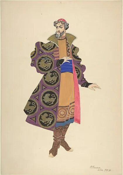 Costume Study for a Boyar with High Boots and a Red Cap — Pavel Petrovic Froman