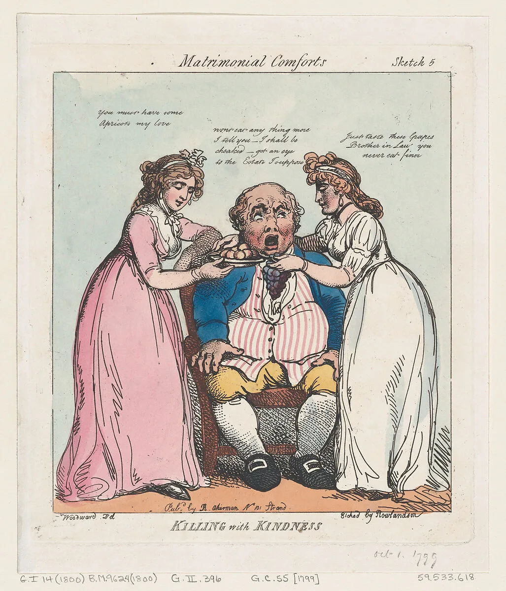 Killing with Kindness — George Murgatroyd Woodward|Thomas Rowlandson|Rudolph Ackermann, London