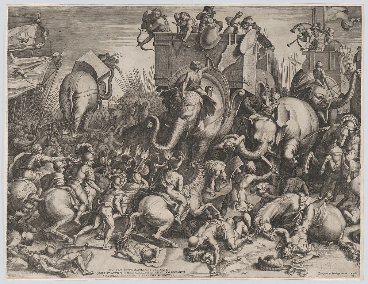 The Battle Between Scipio and Hannibal at Zama — Cornelis Cort|Giulio Romano