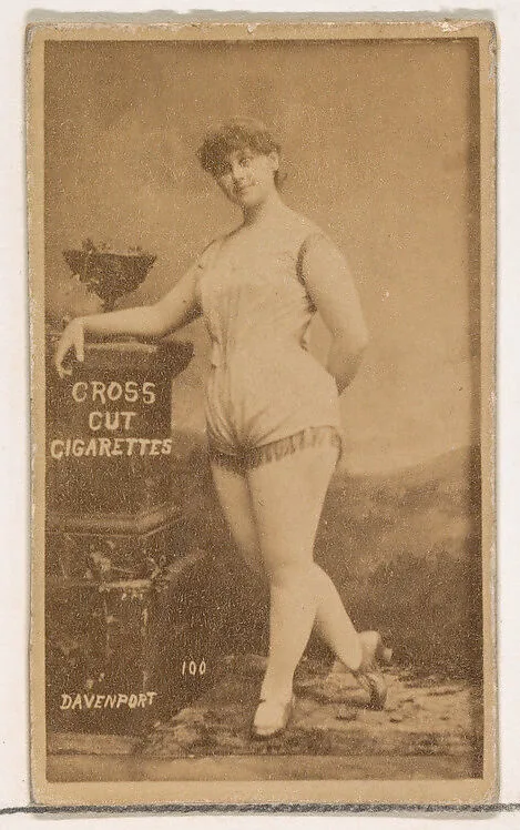 Card Number 100, Davenport, from the Actors and Actresses series (N145-1) issued by Duke Sons & Co. to promote Cross Cut Cigarettes — W. Duke, Sons & Co.