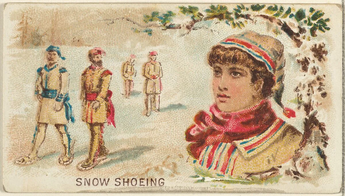 Snowshoeing, from the Games and Sports series (N165) for Old Judge Cigarettes — Goodwin & Company