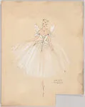 Drawing for a woman's theatrical costume with fairy wings and ballet pointe shoes — Vincente Minnelli
