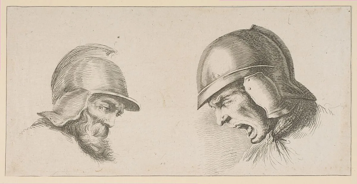 Two Heads of Old Soldiers — Stefano della Bella|Peregrine Lovell