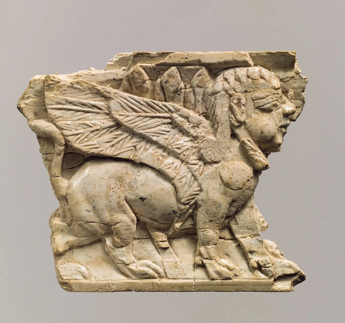 Furniture plaque carved in relief with sphinx — Unknown