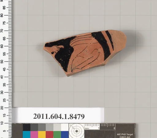 Terracotta fragment of a stemless kylix (drinking cup)