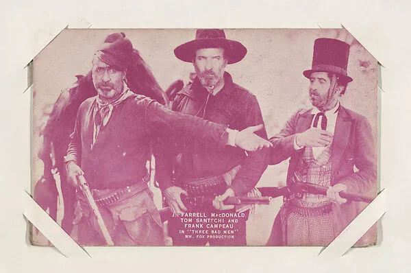 J. Farrell MacDonald, Tom Santschi and Frank Campeau in "Three Bad Men" from Western Stars or Scenes Exhibit Cards series (W412) — Unknown