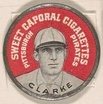 Clarke, Pittsburgh Pirates (red), from the Domino Discs series (PX7), issued by Kinney Brothers — Kinney Brothers Tobacco Company