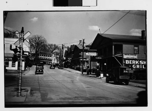 [Two 35mm Film Frames:Main Street, Millerton, New York and Saake's Drugstore, Probably Millerton, New York]