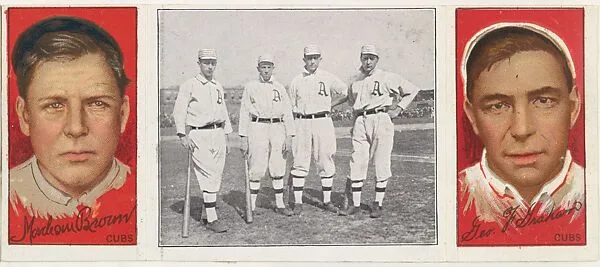 "The Athletic Infield," with George F. Graham and Mordecai Brown, from the series Hassan Triple Folders (T202) — Hassan Cigarettes