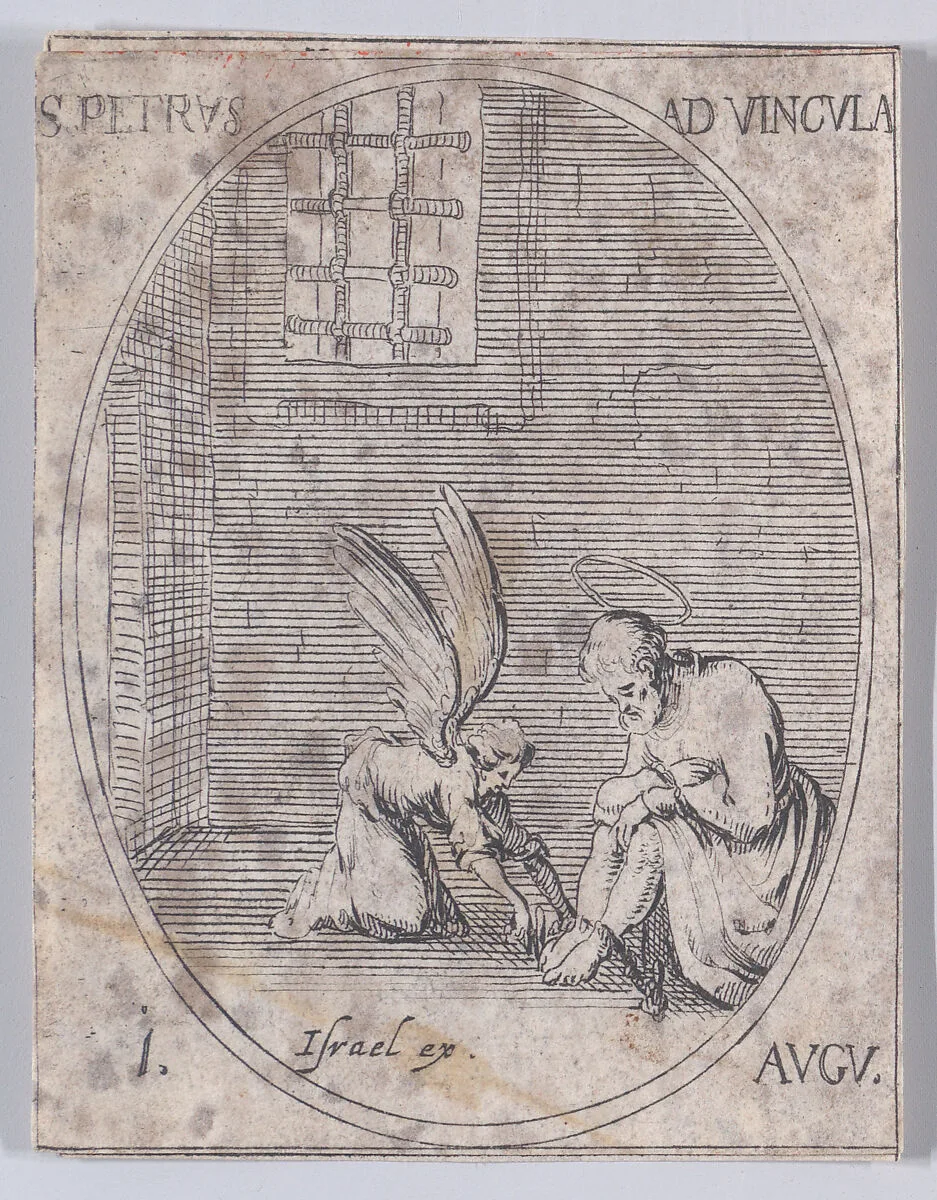 S. Pierre aux liens (St. Peter in Chains), August 1st, from "Les Images De Tous Les Saincts et Saintes de L'Année" (Images of All of the Saints and Religious Events of the Year) — Jacques Callot|Israël Henriet