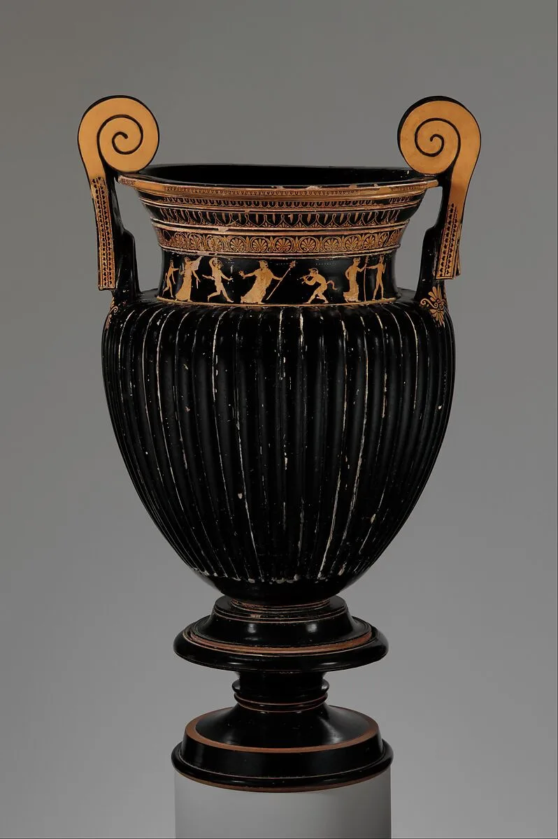 Terracotta volute-krater (bowl for mixing wine and water) with stand — Unknown