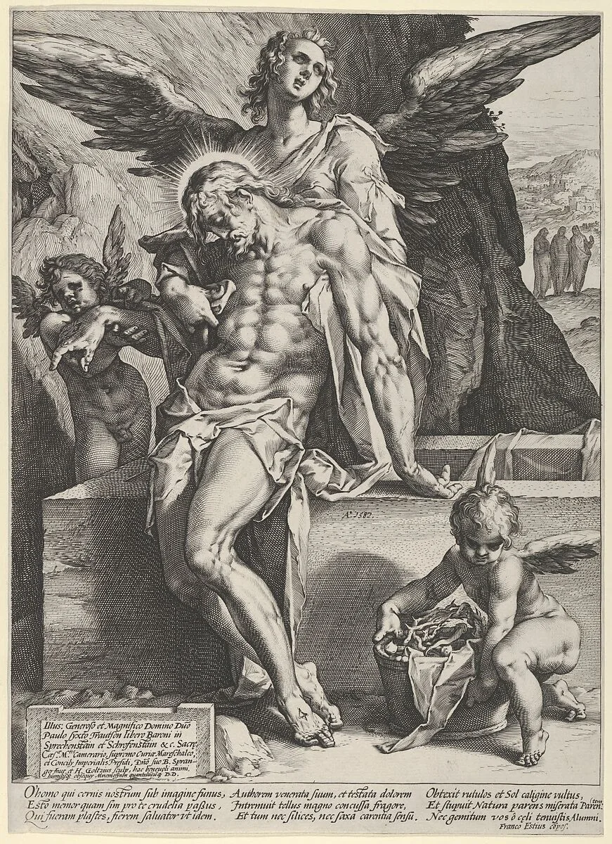 The Dead Saviour Supported by an Angel — Hendrick Goltzius|Bartholomeus Spranger