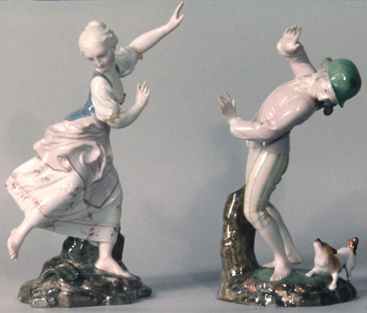 Boy frightened by a dog (one of a pair) — Höchst Manufactory