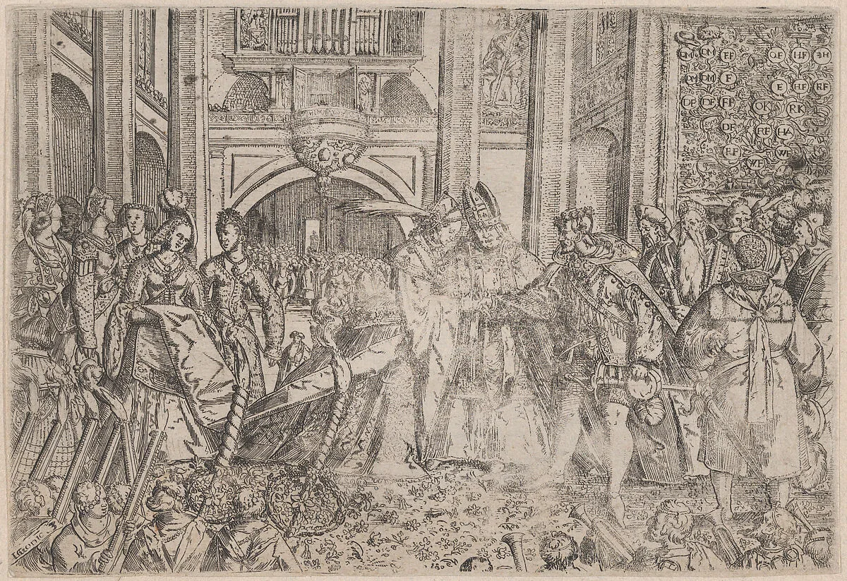 A princely wedding performed by a bishop — Anonymous, German, 16th century