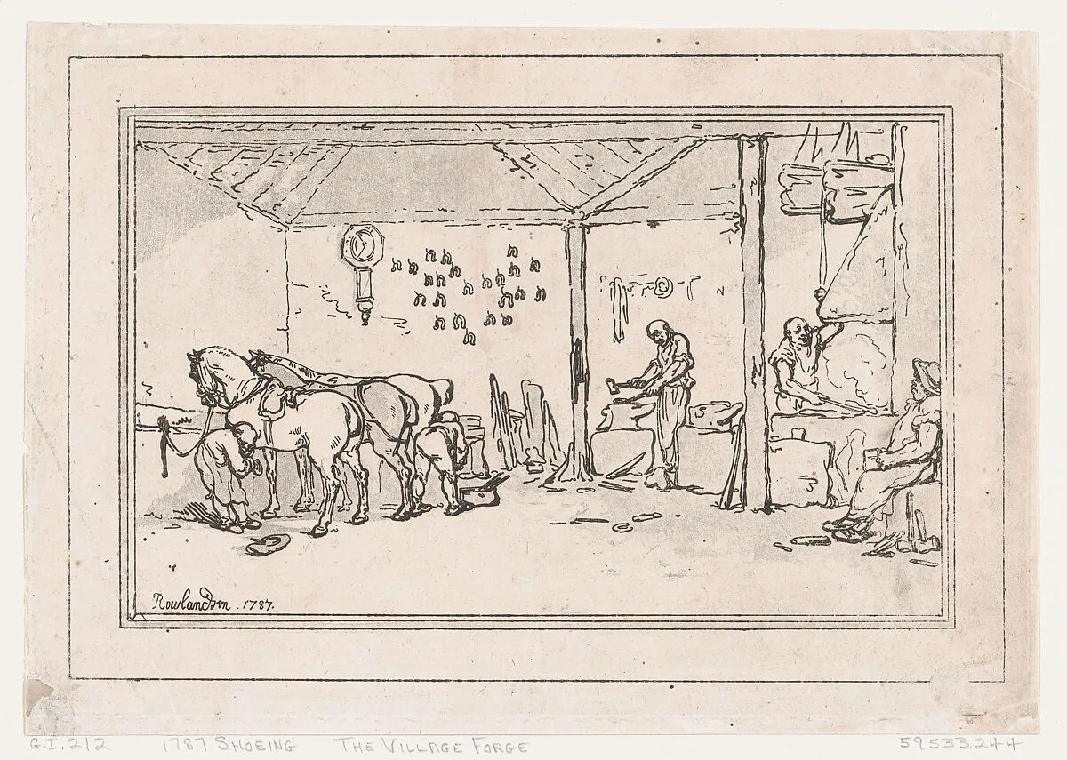 Shoeing: The Village Forge (A Farrier's Shop) — Thomas Rowlandson|John Harris