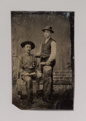 [Two Painters, One Seated and One Standing, with Brushes and a Bucket]