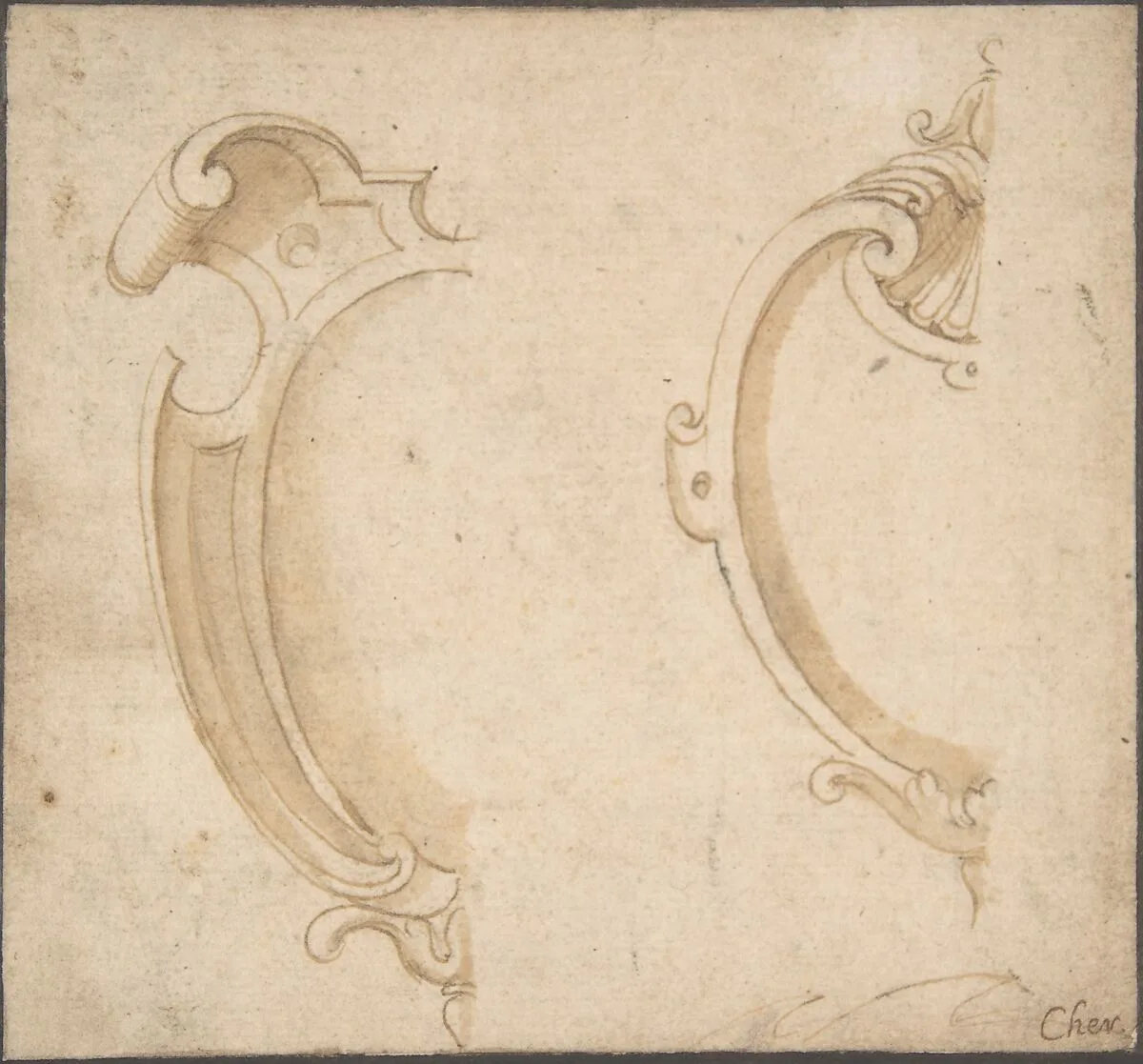 Design for Two Cartouches — Anonymous, French, 16th century