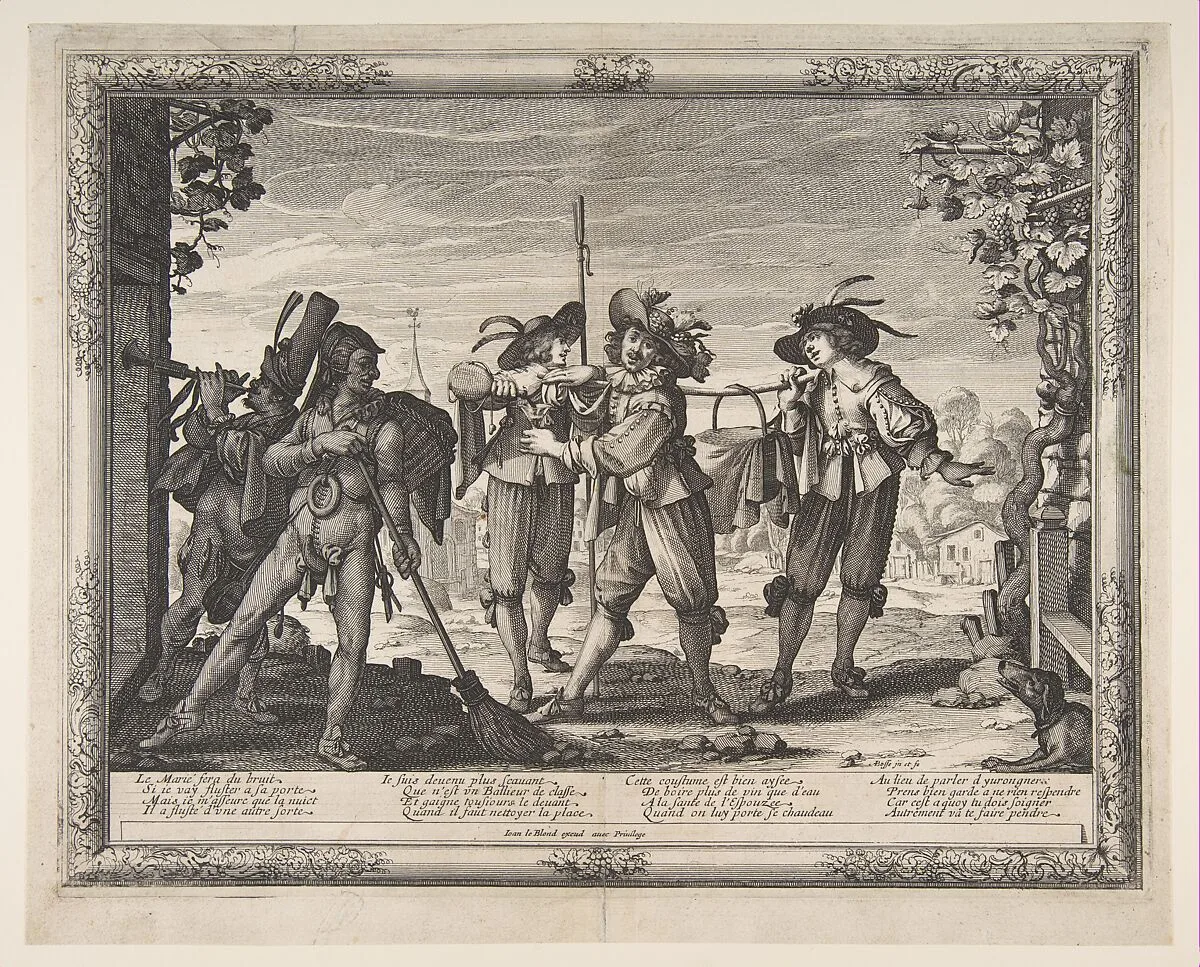 The Hotpot Carried to the Newlyweds; or The Racket — Abraham Bosse|Jean I Leblond