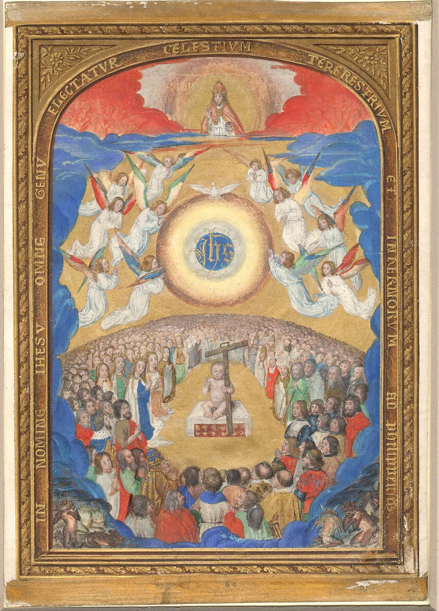 Manuscript Leaf with Adoration of the Holy Name, from a Book of Hours — Simon Bening