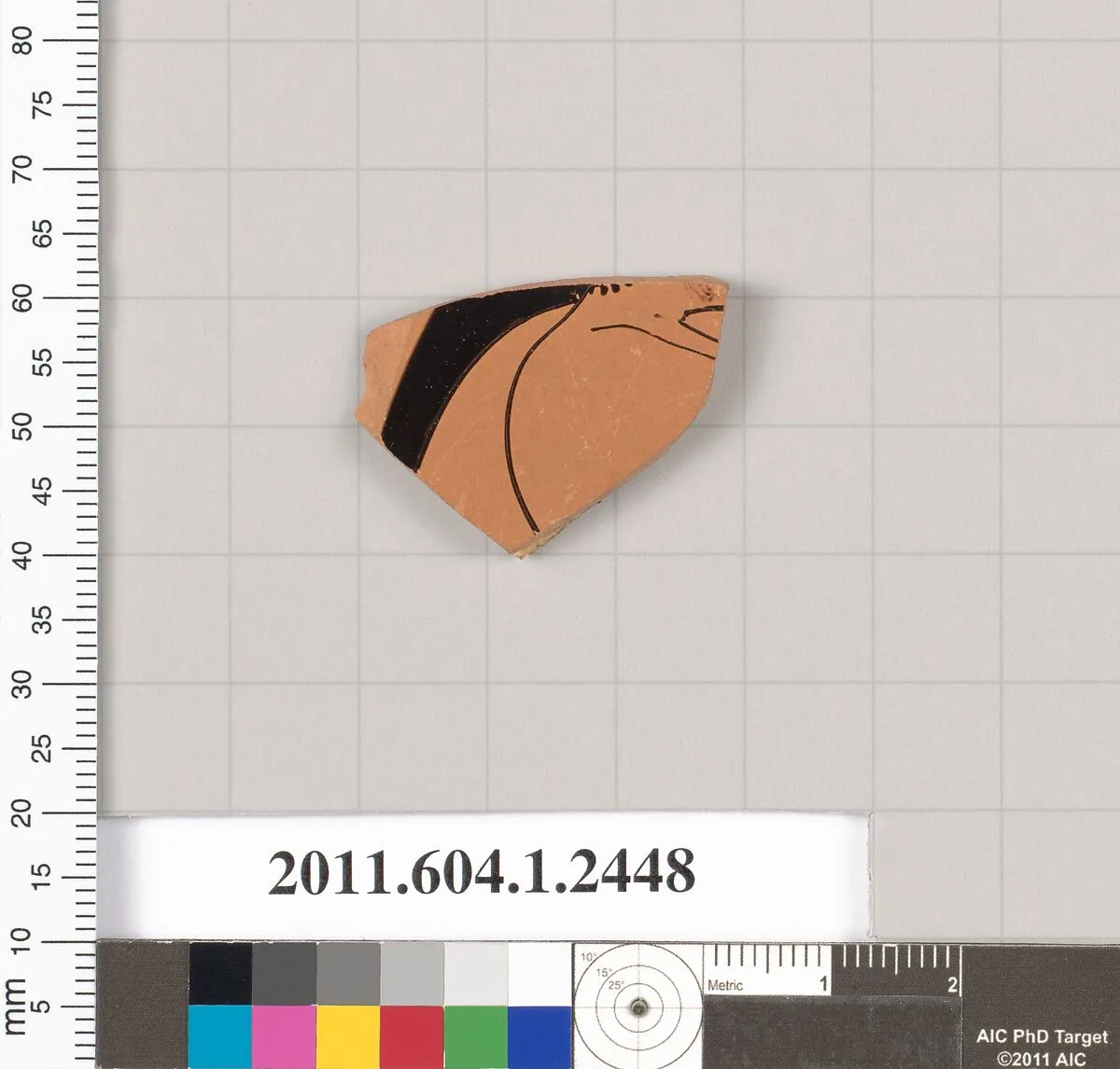 Terracotta fragment of a kylix (drinking cup) — Ambrosios Painter