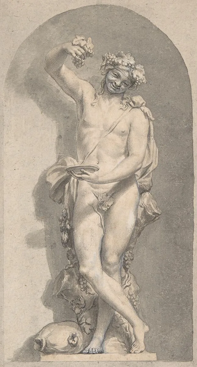 Silhouetted Study of Bacchus in a Niche — Giovanni Larciani ("Master of the Kress Landscapes")