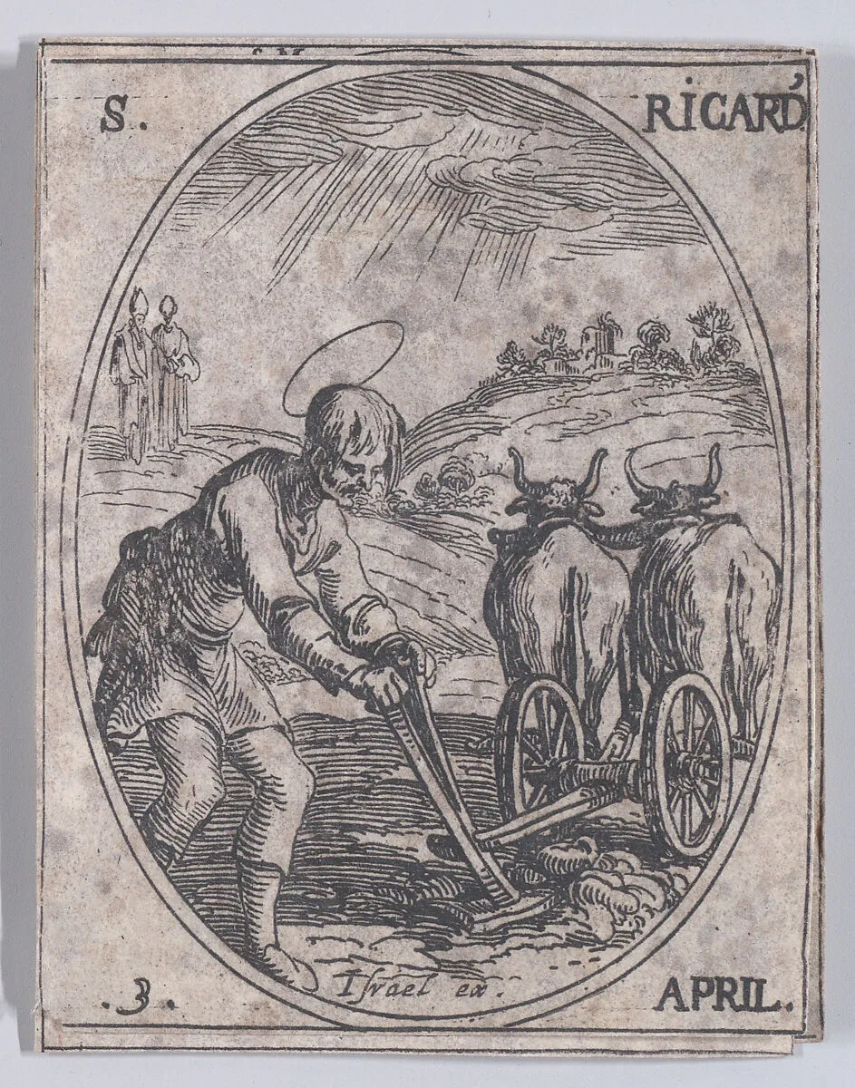 St. Richard, April 3rd, from "Les Images De Tous Les Saincts et Saintes de L'Année" (Images of All of the Saints and Religious Events of the Year) — Jacques Callot|Israël Henriet