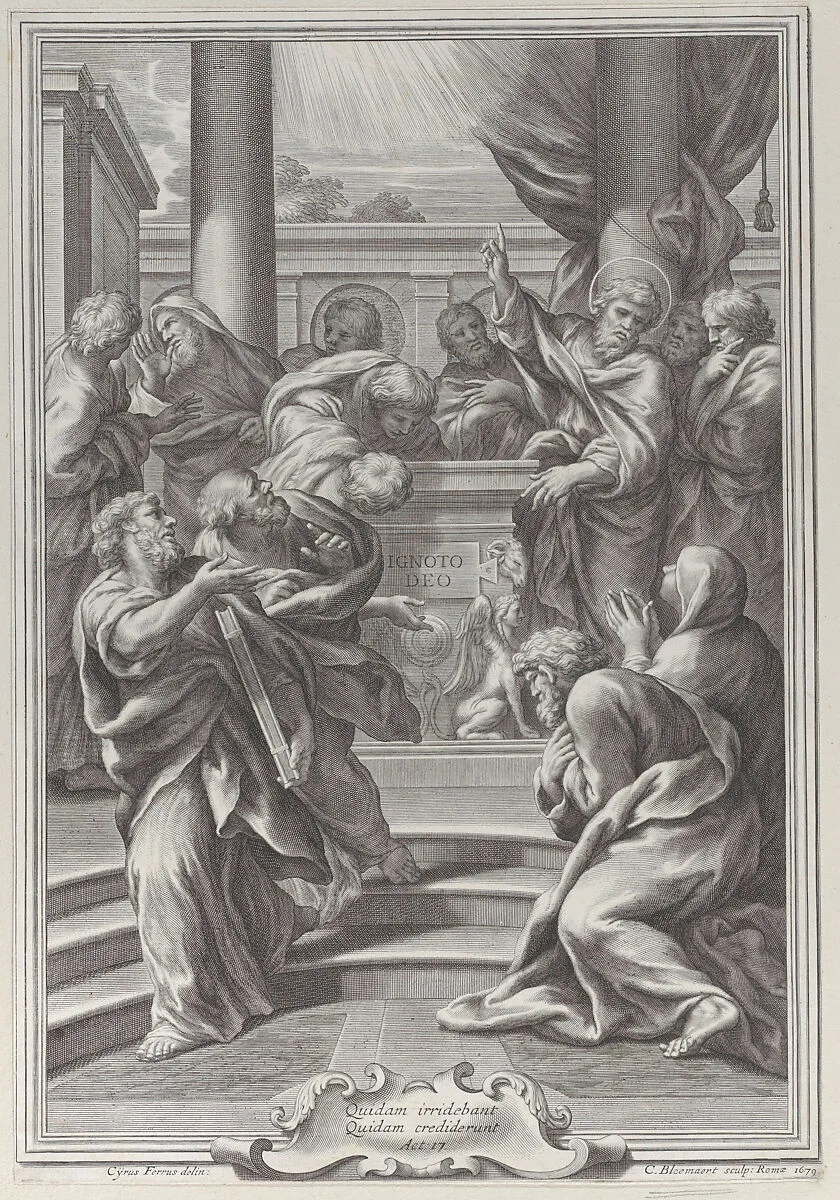 Saint Paul preaching in Athens — Cornelis Bloemaert|Ciro Ferri