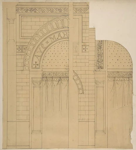 Elevation of a wall design, possibly for a chapel