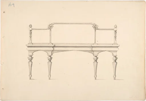 Design for a Mirrored Sideboard with Pointed Legs and Foliate Ornament