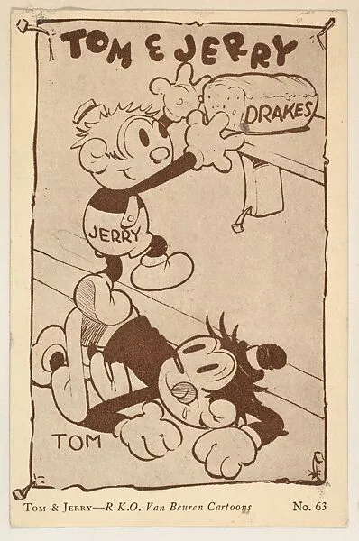 Tom & Jerry, No. 63, bakery card from the Film Stars series (D32), issued by the Drake Brothers Bakery — Drake Brothers Bakery
