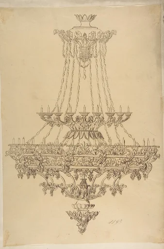 Design for a Chandelier with Acanthus Leaf, Grape, and Palmette Motifs