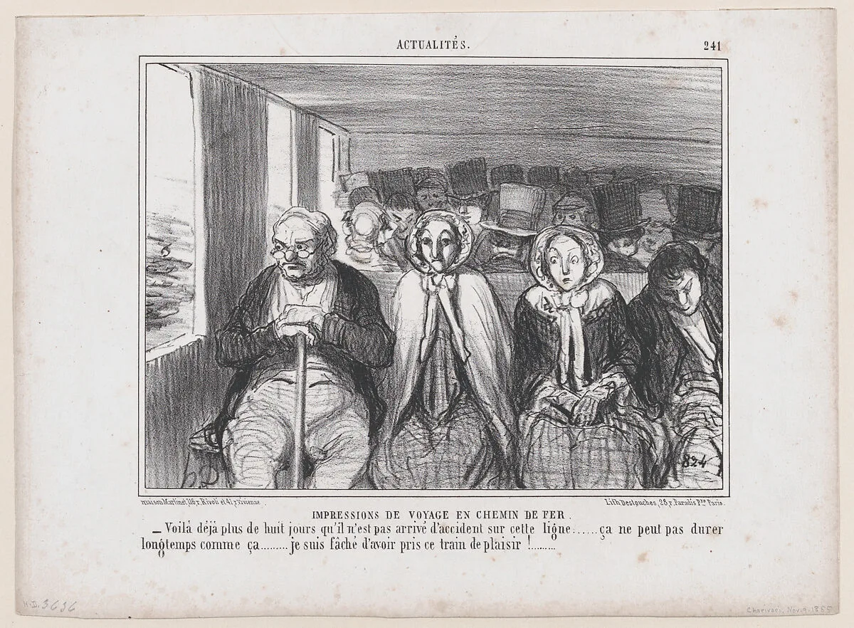 Impressions de Voyage en Chemin de Fer, from Actualités, published in "Le Charivari" — Aaron Martinet|Honoré Daumier|Destouches