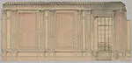 The Breakers: unidentified room, design for pilastered wall pannelling with wallpaper and window — Ogden Codman, Jr.|Ogden Codman, Jr.