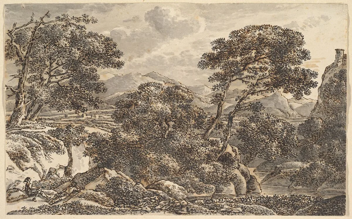 Southern Landscape with Resting Wayfarers at a River — Ferdinand Kobell