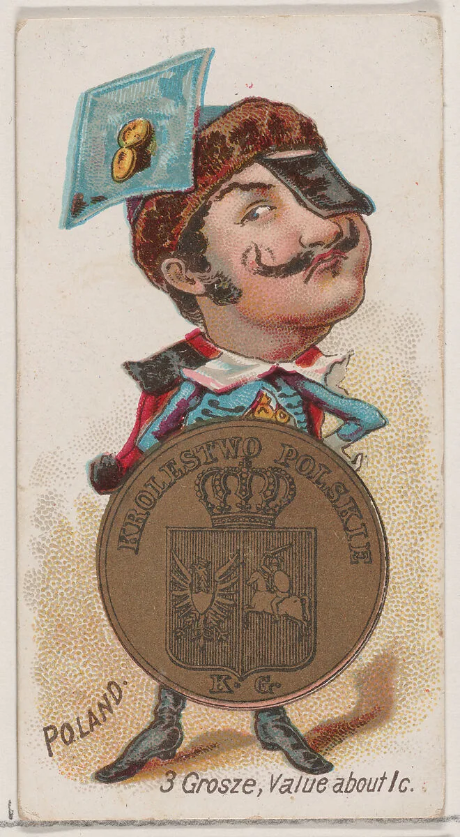 Poland, 3 Grosze, from the series Coins of All Nations (N72, variation 1) for Duke brand cigarettes — W. Duke, Sons & Co.